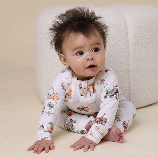 Snuggle Hunny Diggers & Tractors Snugglesuit Convertible Romper