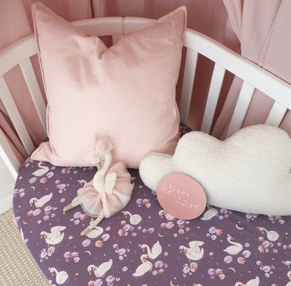 Snuggle Hunny Midnight Swan Fitted Cot Sheet