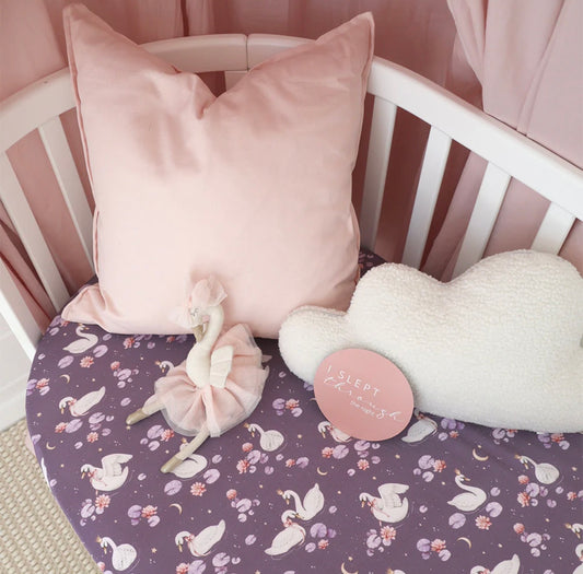 Snuggle Hunny Midnight Swan Fitted Cot Sheet