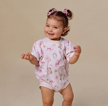 Snuggle Hunny Boots & Bows Oversized Romper
