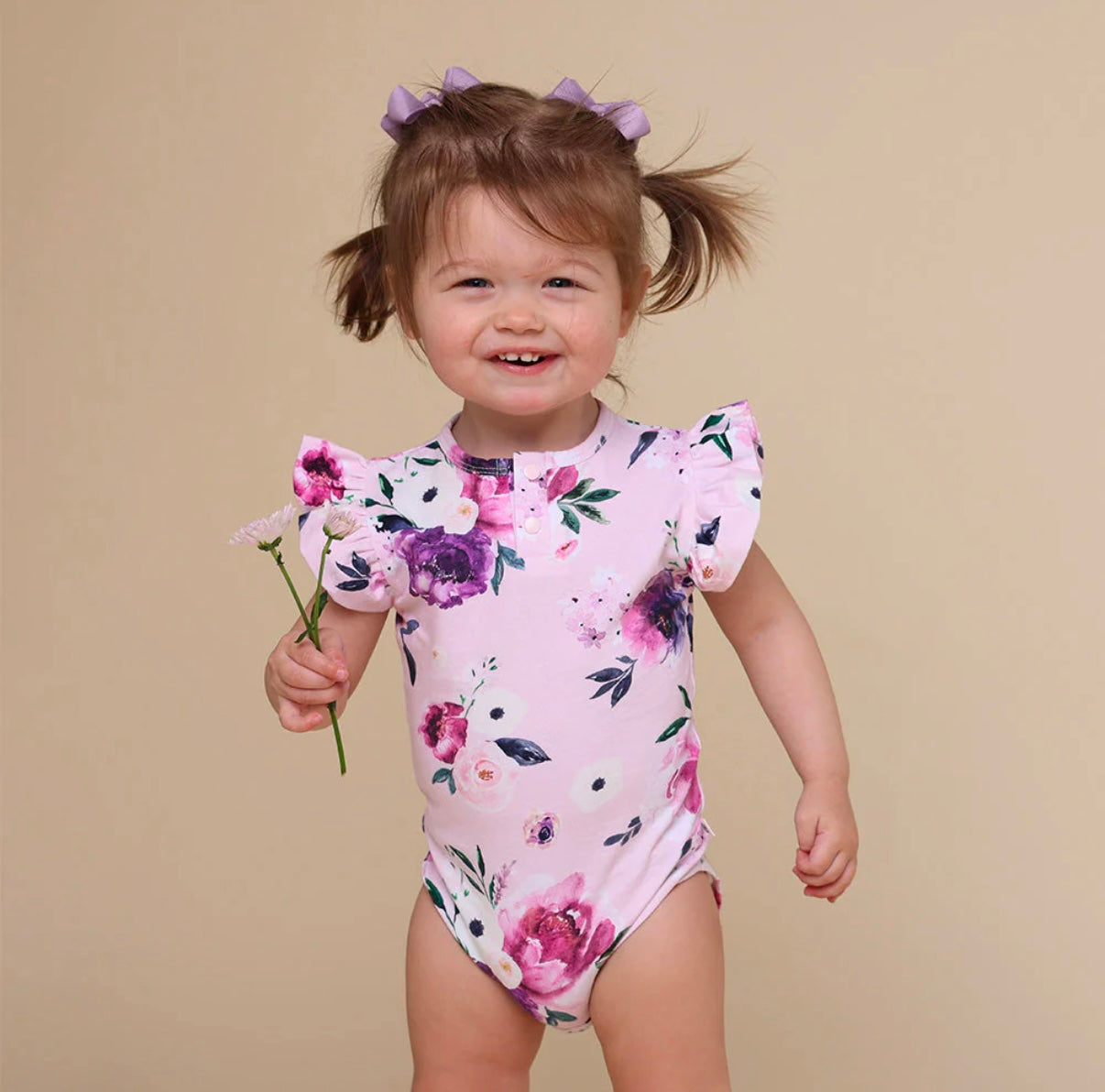 Snuggle Hunny Floral Kiss Short Sleeve Bodysuit