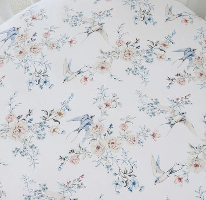 Snuggle Hunny Sweet Swallows Fitted Cot Sheet
