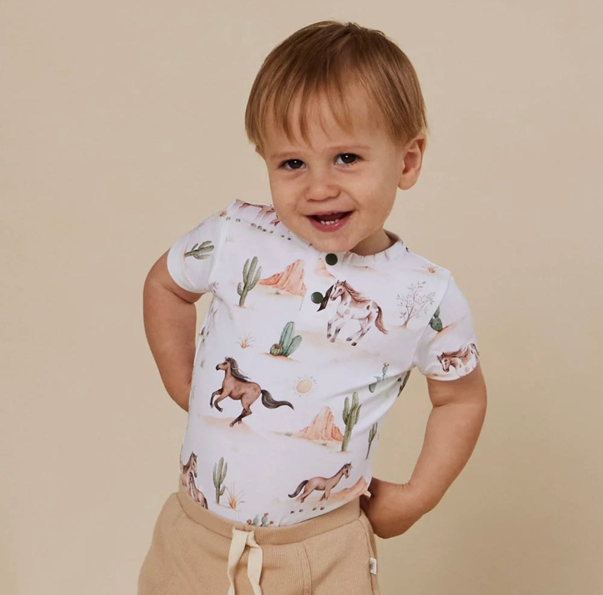 Snuggle Hunny Wild Horses Short Sleeve Bodysuit