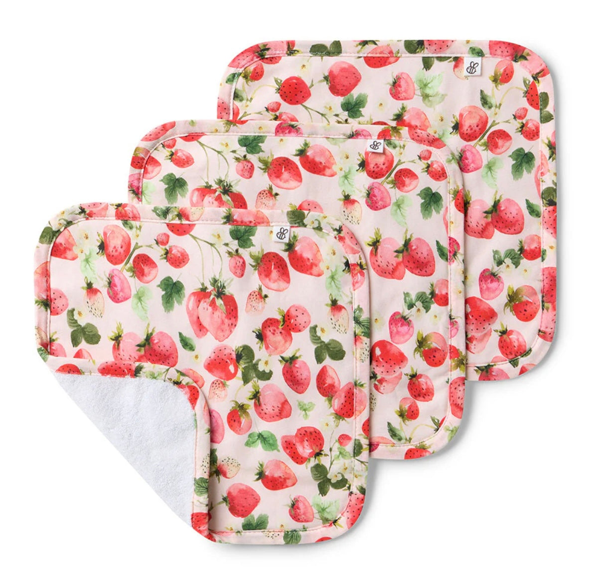 Snuggle Hunny Strawberry Wash Cloths 3 Pack