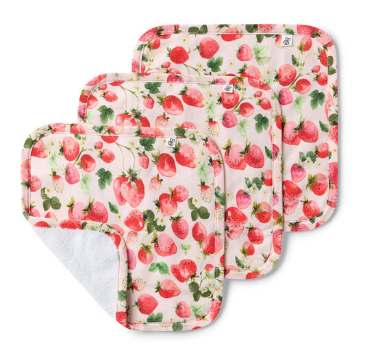 Snuggle Hunny Strawberry Wash Cloths 3 Pack