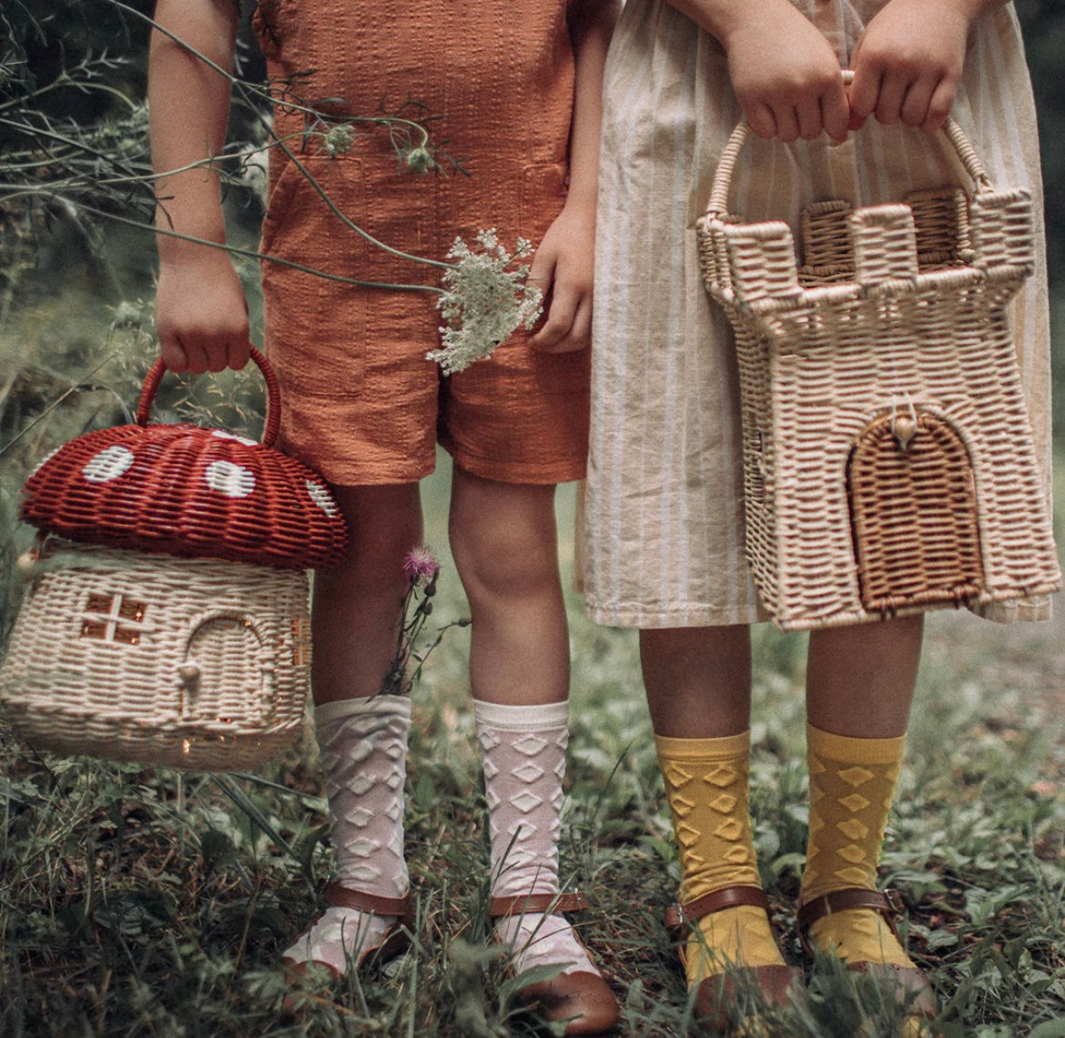 Olli Ella Rattan Mushroom Basket Red