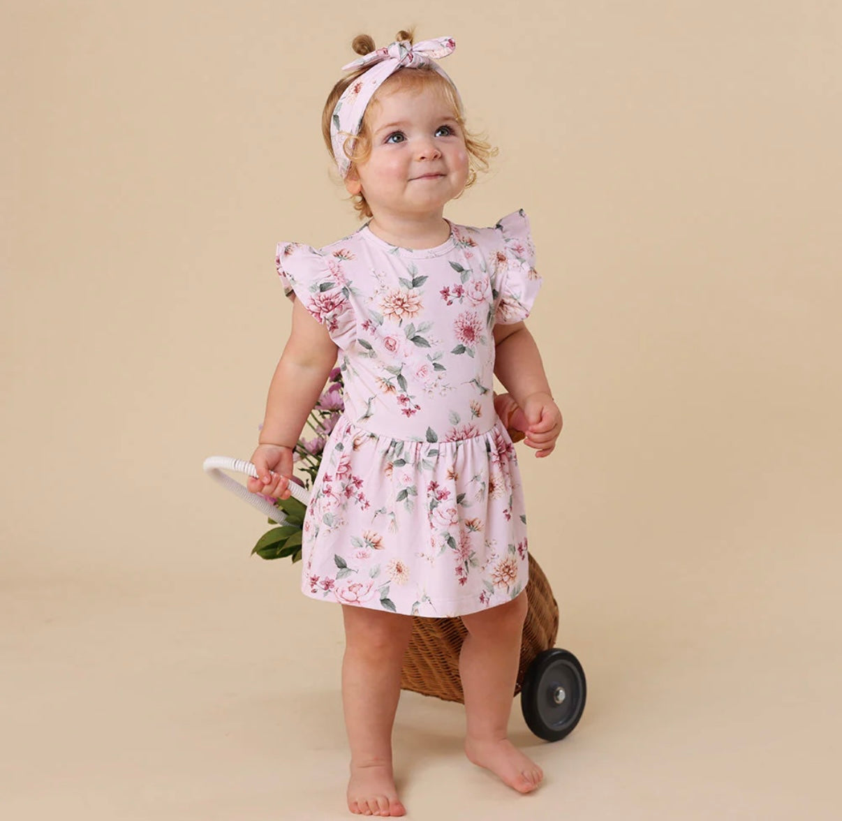 Snuggle Hunny Birds & Blooms Short Sleeve Dress