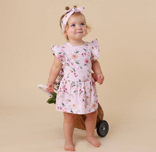 Snuggle Hunny Birds & Blooms Short Sleeve Dress