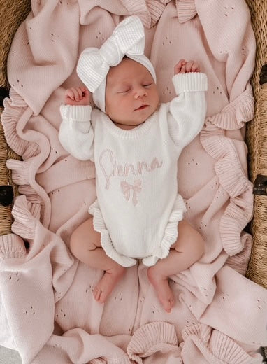 Petite + Co Frill Pointelle Blanket Baby Pink