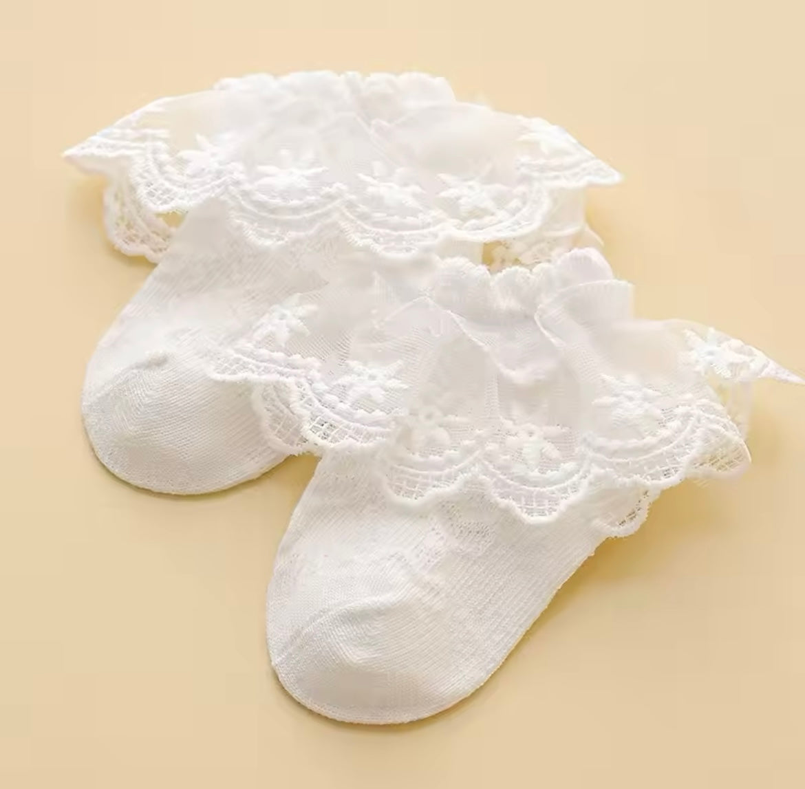 White Lace Floral Baby Socks