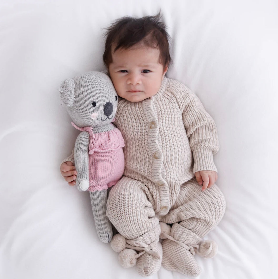 Thea With Love Chunky Knit Milky Coffee Baby Romper