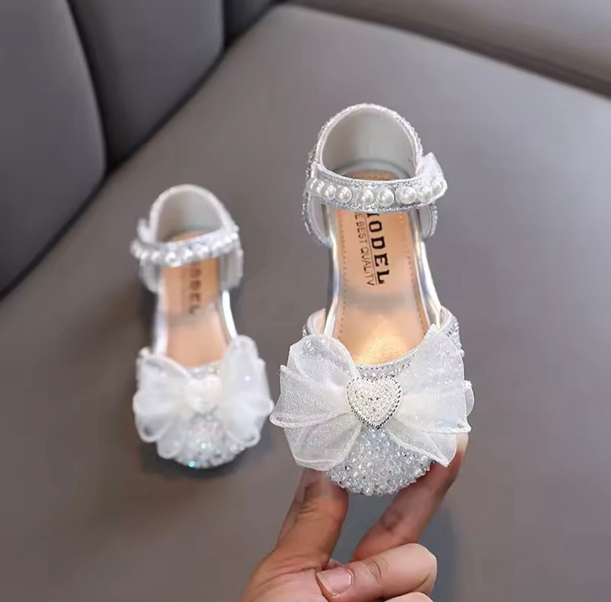 Silver Heart Sequin Princess Shoes