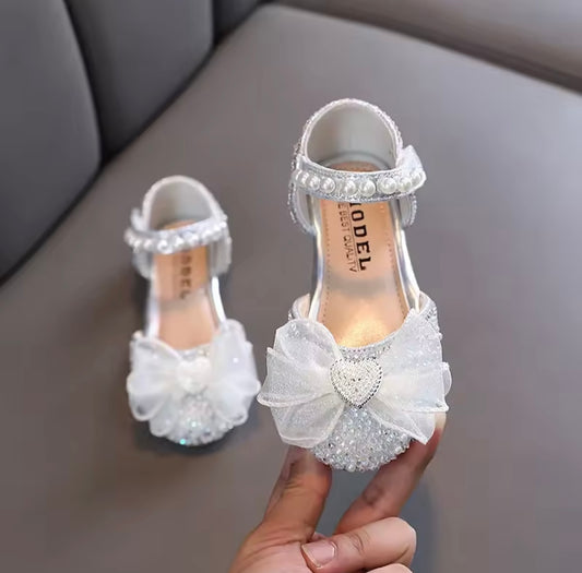 Silver Heart Sequin Princess Shoes