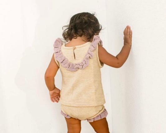 ILUH By Elsie Frankie Singlet Cream with Pink Frill