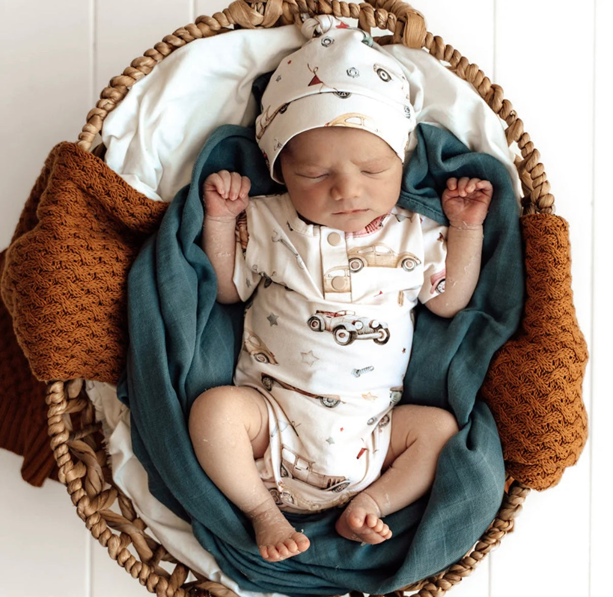 Snuggle Hunny Vintage Cars Short Sleeve Bodysuit