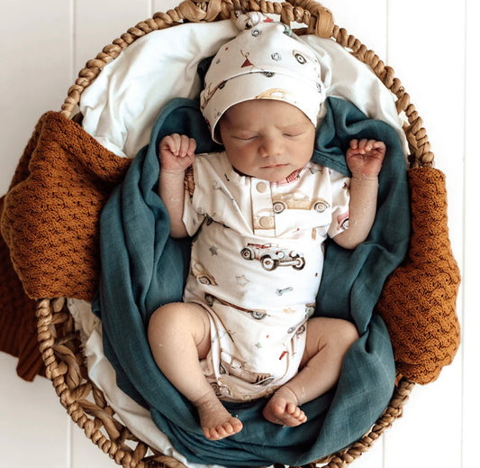 Snuggle Hunny Vintage Cars Short Sleeve Bodysuit