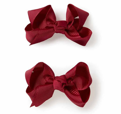 Snuggle Hunny Burgundy Piggy Tail Hair Clip Bows