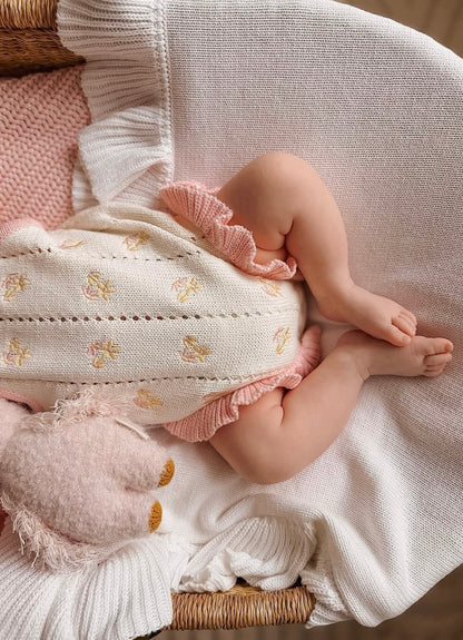 Freckles The Label Bloom Pointelle Tie Romper Cosmos