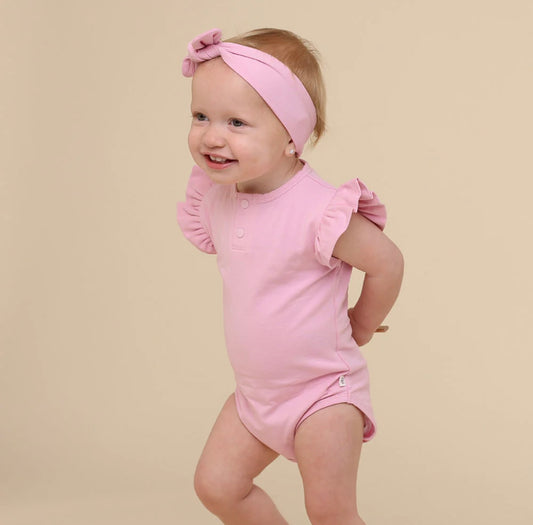 Snuggle Hunny Bubblegum Short Sleeve Bodysuit with Frill