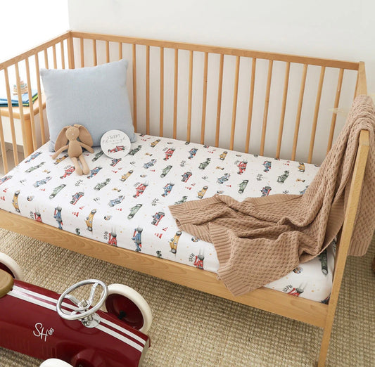 Snuggle Hunny Little Racers Fitted Cot Sheet