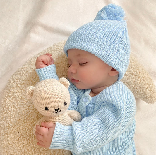 Thea With Love Knitted Beanie Baby Blue