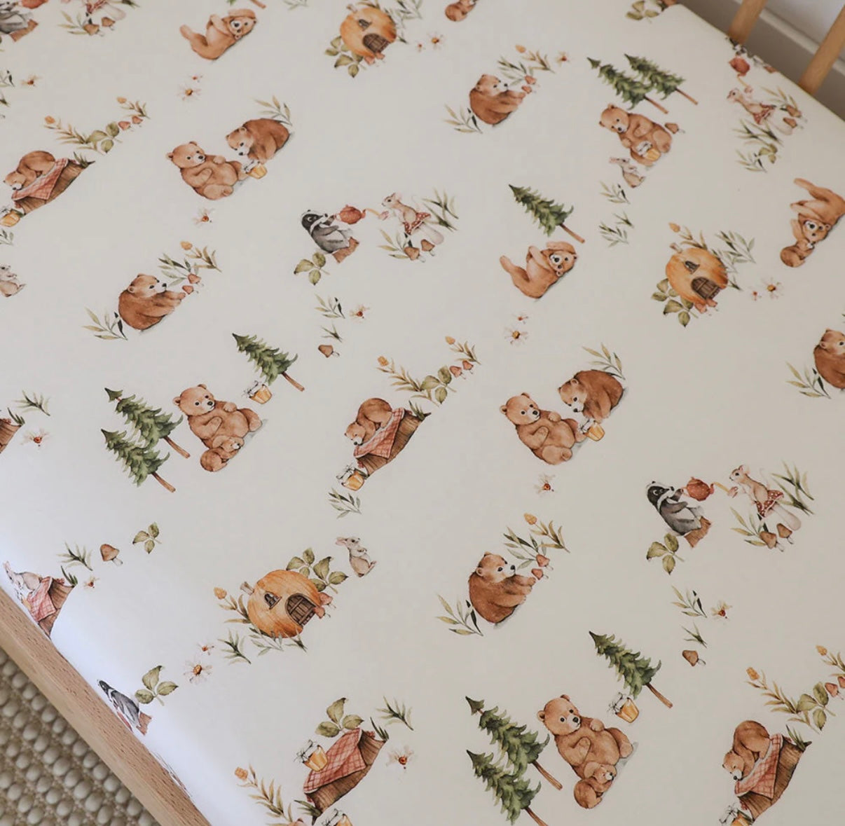 Snuggle Hunny Bears Fitted Cot Sheet