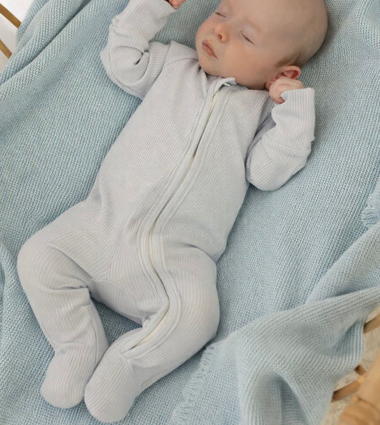 Confetti Kidz Soft Blue Ribbed Zipsuit