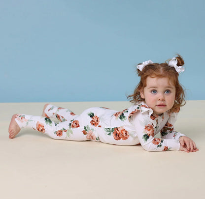 Snuggle Hunny Rosebud Snugglesuit Convertible Romper with Frill