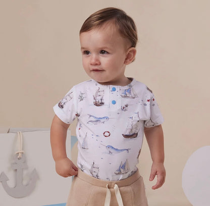 Snuggle Hunny Set Sail Short Sleeve Bodysuit