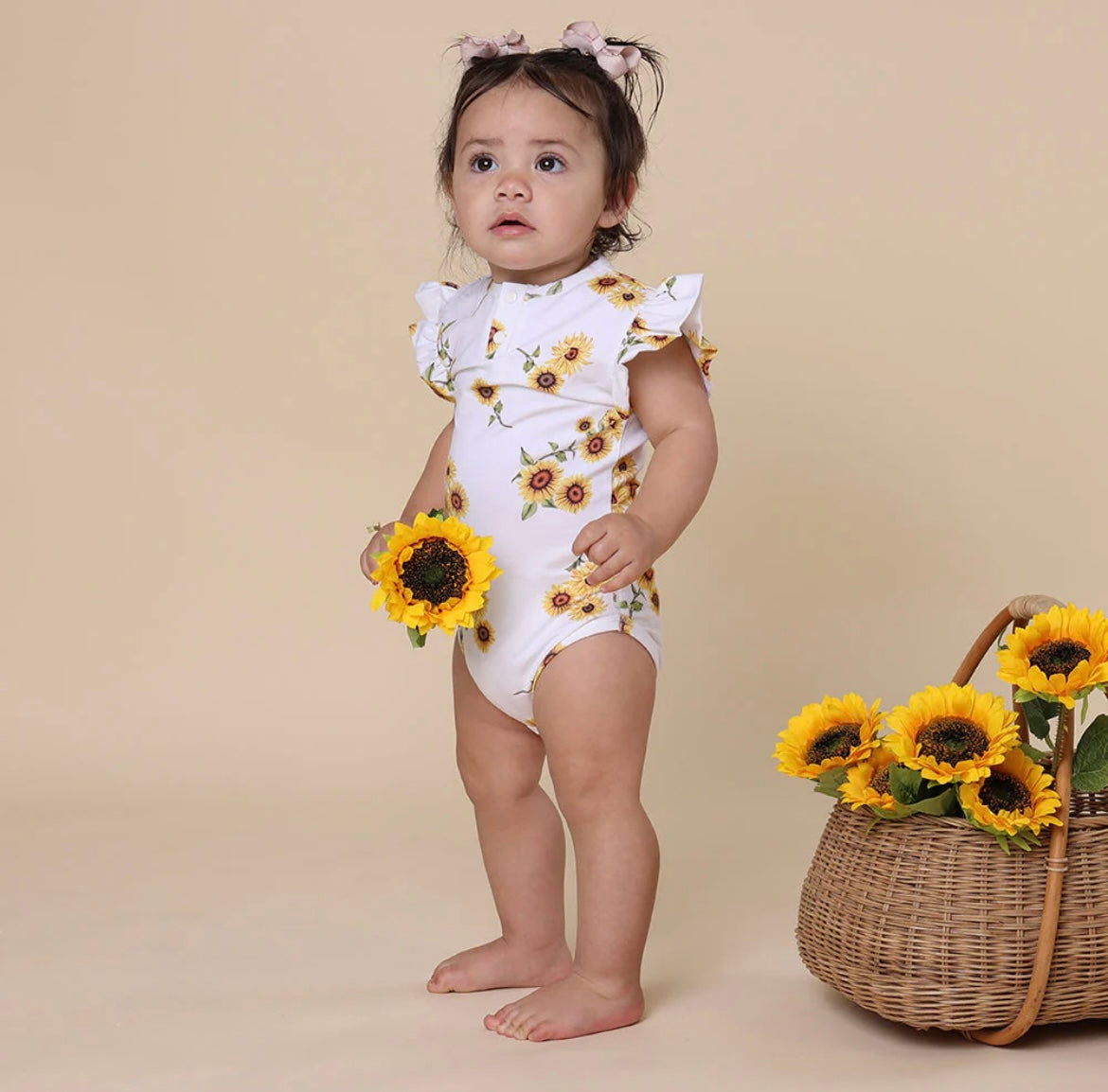 Snuggle Hunny Sunflower Short Sleeve Bodysuit