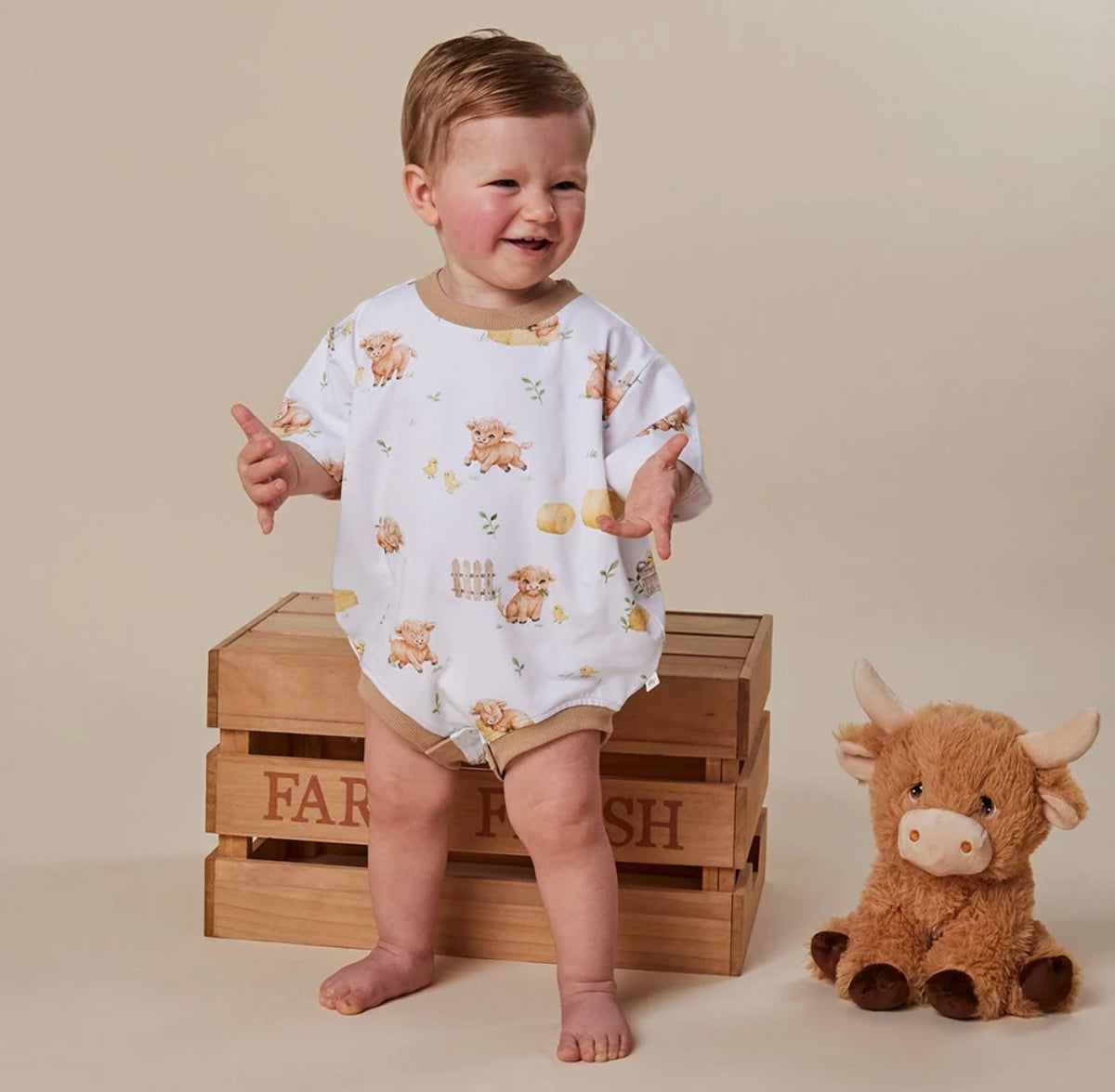 Snuggle Hunny Highland Cows Oversized Romper
