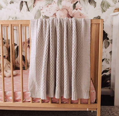 Snuggle Hunny Warm Grey Diamond Knit Baby Blanket