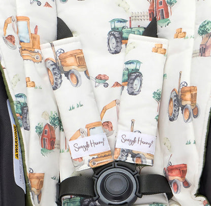 Snuggle Hunny Diggers & Tractors Universal Reversible Pram Strap Covers