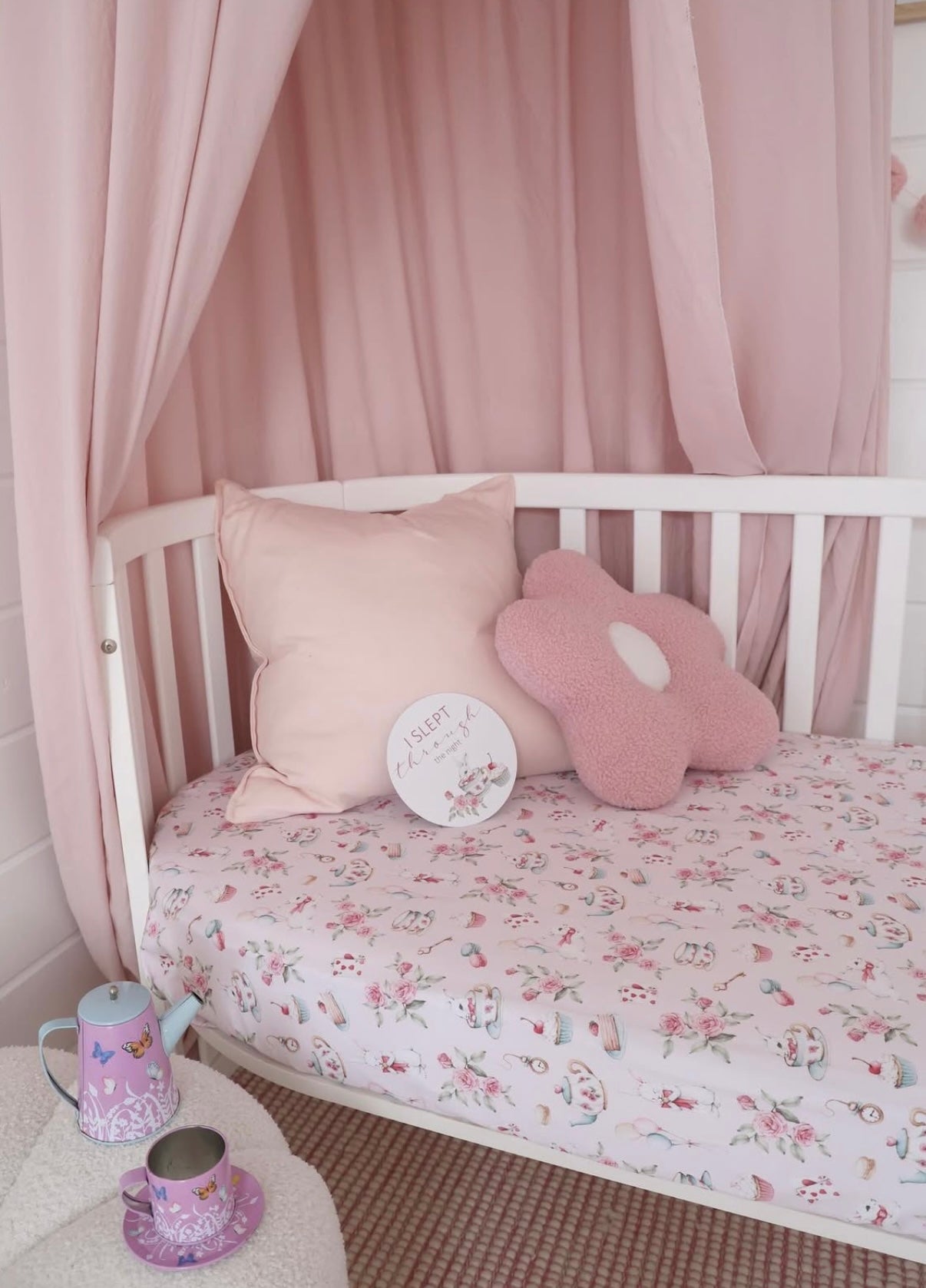 Snuggle Hunny Alice’s Tea Party Fitted Cot Sheet