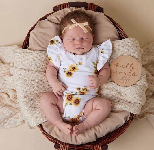 Snuggle Hunny Sunflower Short Sleeve Bodysuit