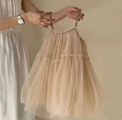 Tulle Party Dress Beige