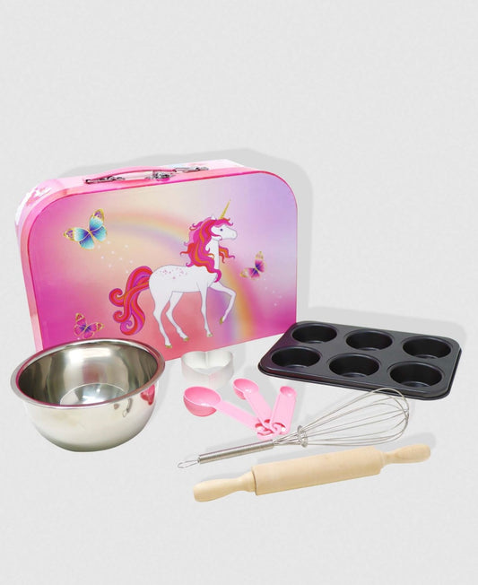 Pink Poppy Unicorn Butterfly 6 piece Kids Baking Set & Carry Case