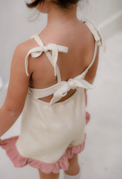 ILUH By Elsie Lottie Jumpsuit Cream with Pink Frill