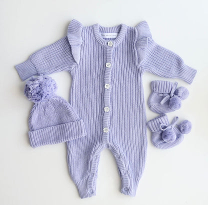 Thea With Love Knitted Booties Lavender