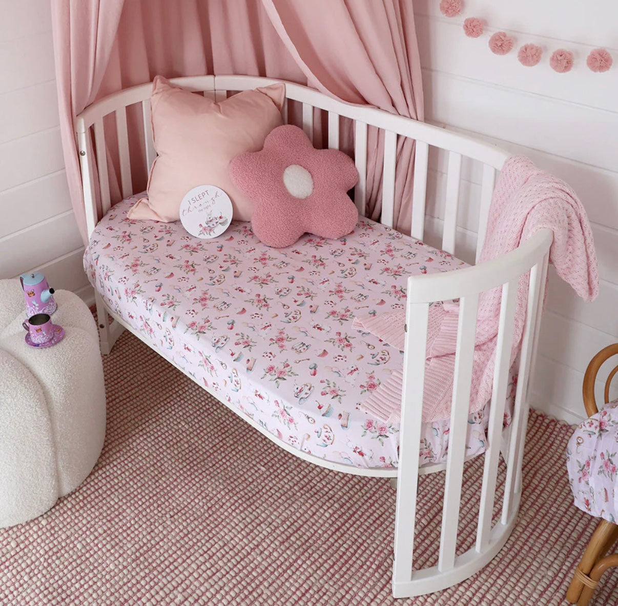 Snuggle Hunny Alice’s Tea Party Fitted Cot Sheet