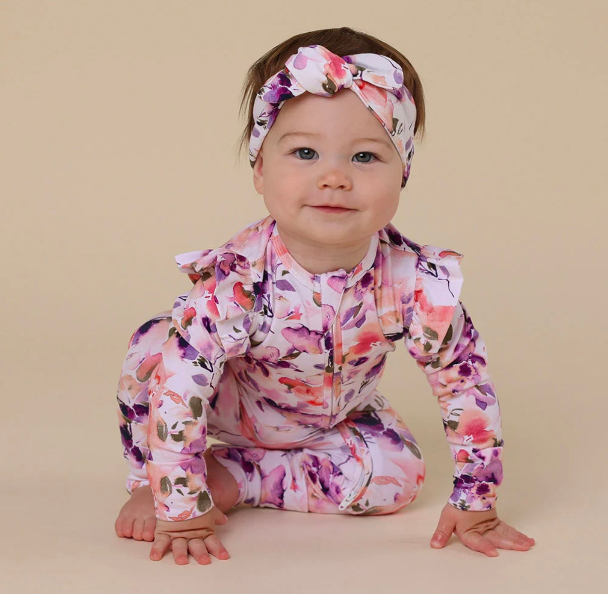 Snuggle Hunny Blushing Beauty Snugglesuit Convertible Romper with Frill