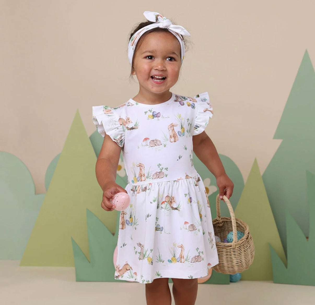 Snuggle Hunny Easter Bunnies Short Sleeve Organic Dress