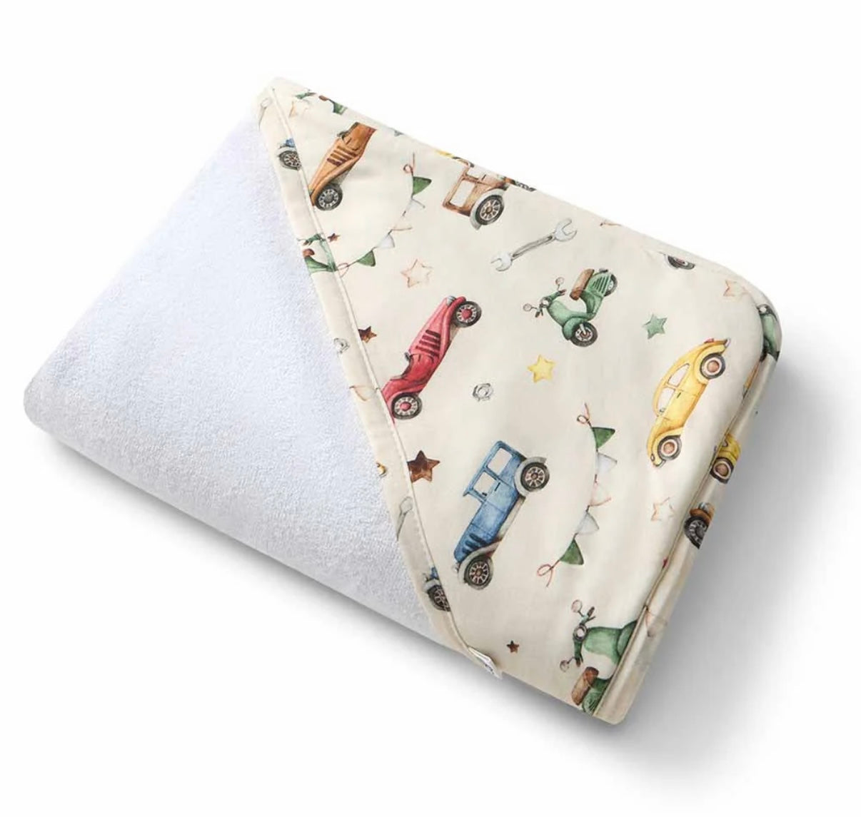 Snuggle Hunny Vintage Cars Hooded Baby Towel