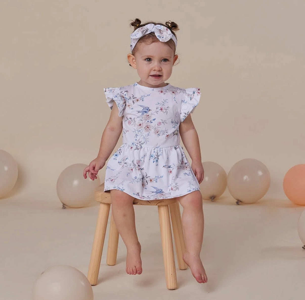 Snuggle Hunny Sweet Swallows Short Sleeve Dress