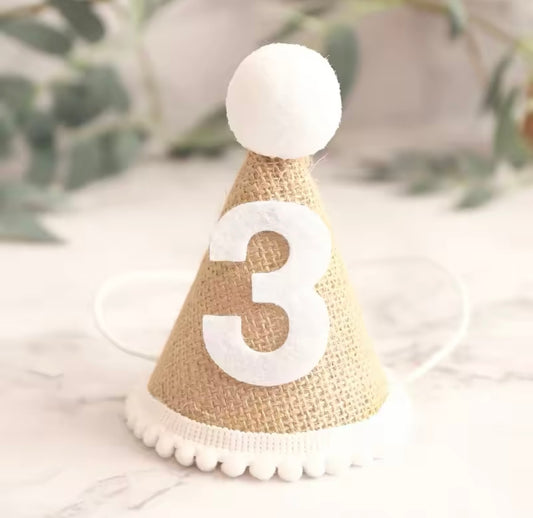 3rd Birthday Burlap Party Hat