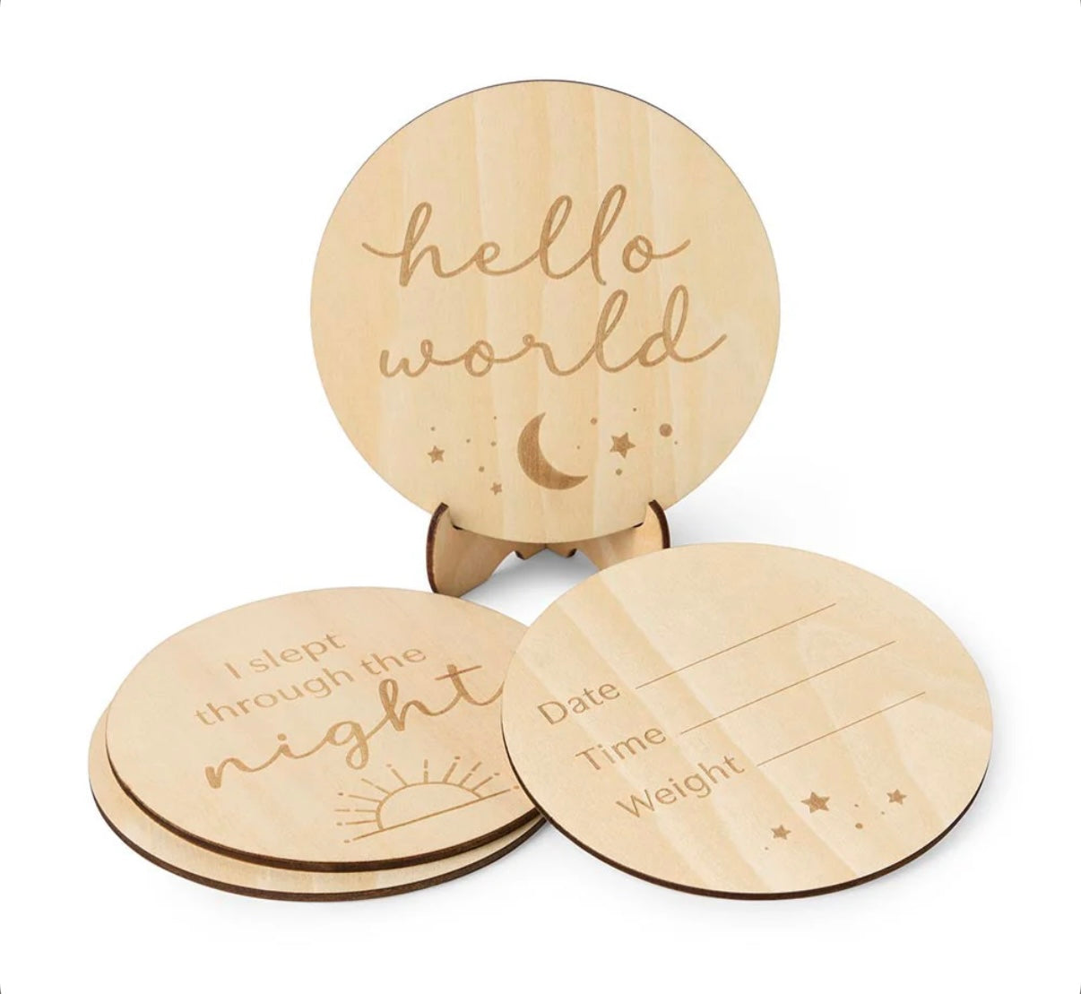 Snuggle Hunny Sun & Moon Wooden Milestone Cards