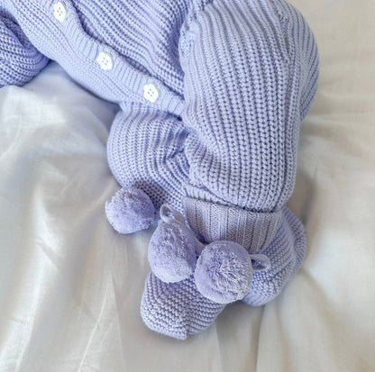 Thea With Love Knitted Booties Lavender
