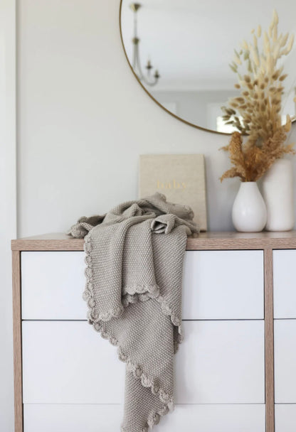 Alimrose Mini Moss Stitch Baby Blanket Latte