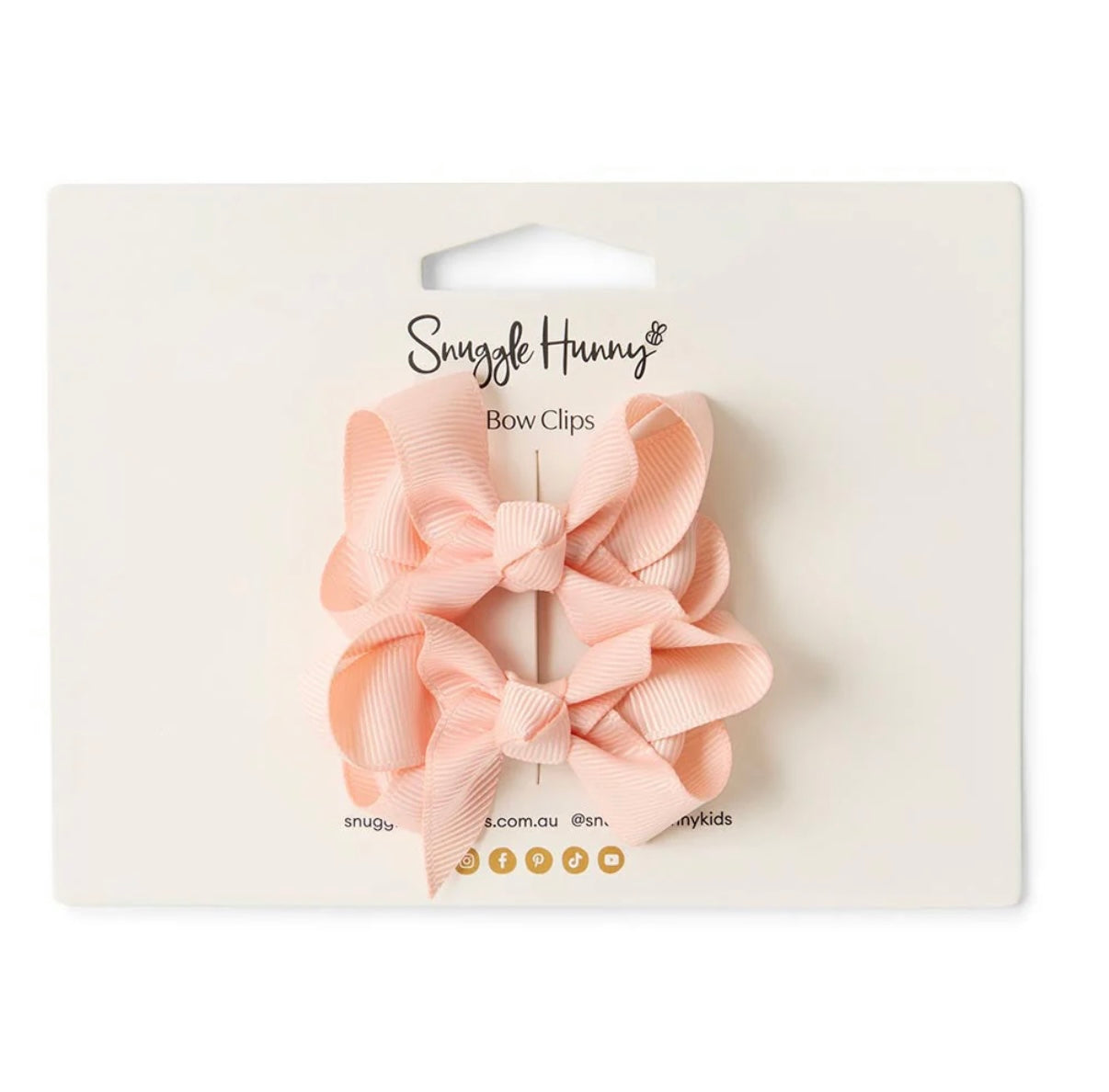 Snuggle Hunny Peach Piggy Tail Hair Clip Bows
