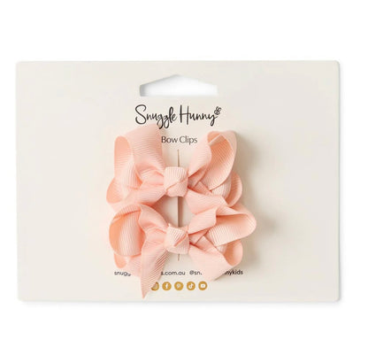 Snuggle Hunny Peach Piggy Tail Hair Clip Bows